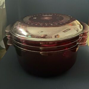 Vtg Tupperware 5 Piece Microwave 3 Qt & 1 3/4 Qt Stack Cooker Steamer Cone & Lid